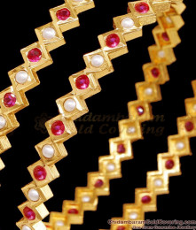 BR2524-2.10 Size Elegant Pure Gold Tone Bangle Pearl Jewelry