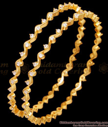 BR2527-2.8 Size Set Of 2 Daily Wear Stone Bangle 1 Gram Gold Jewelry