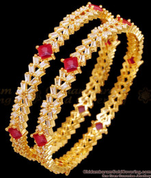 BR2529-2.6 Size Latest Uncut Diamond Gold Finish Bangle Bridal Jewelry