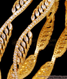 BR2531-2.8 Size Stylish Ad White Stone Designer Gold Bangles