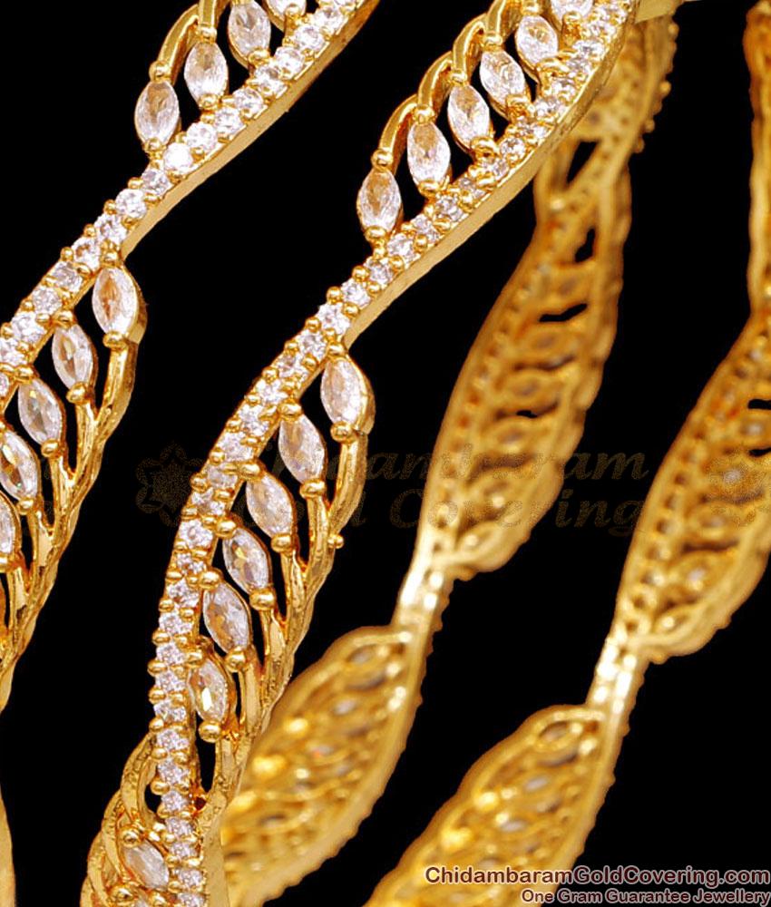 BR2531-2.8 Size Stylish Ad White Stone Designer Gold Bangles BR2531-2.8 Size Stylish Ad White Stone Designer Gold Bangles