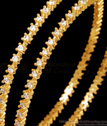 BR2542-2.8 Set Of Two Beautiful Diamond Studded Gold Plated Thin Bangle Designs