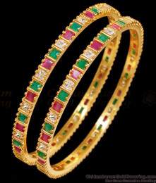 BR2543-2.4 Size Attractive Multi Stone Gold Plated Jaipuri Bangles For Women