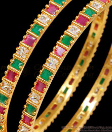BR2543-2.4 Size Attractive Multi Stone Gold Plated Jaipuri Bangles For Women