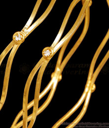 BR2546-2.10 Size Simple Gold Design Neli Bangles With White Stones