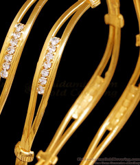 BR2548-2.10 Set Of Two Beautiful Gold Imitation Bangle 2 Line Zig Zag Design BR2548-2.10 Set Of Two Beautiful Gold Imitation Bangle 2 Line Zig Zag Design