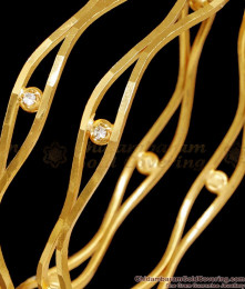BR2556-2.10 Set Of Two Light Weight Gold Neli Bangle Design With Stone