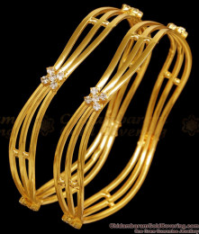 BR2557-2.10 Set Of Two Gold Plated Fancy Bangle Zig Zag Design