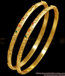 BR2580-2.6 Size Thin Two Gram Gold Bangle Enamel Design Shop Online