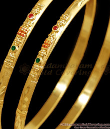 BR2580-2.6 Size Thin Two Gram Gold Bangle Enamel Design Shop Online