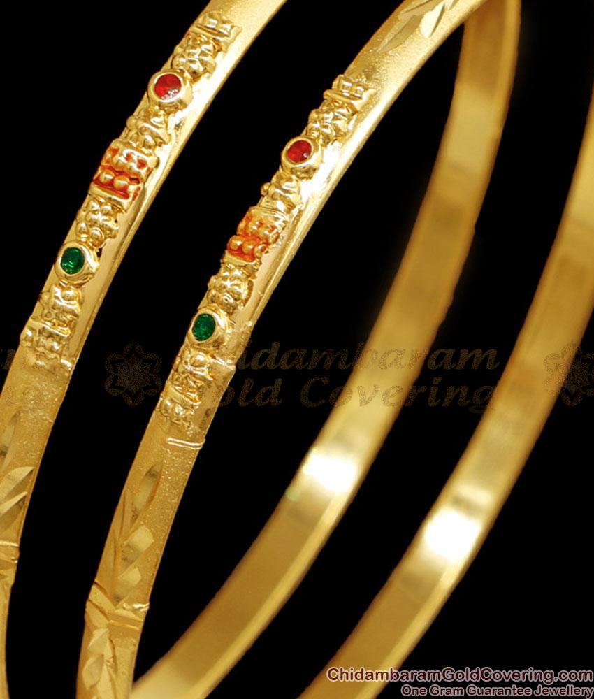 BR2580-2.6 Size Thin Two Gram Gold Bangle Enamel Design Shop Online BR2580-2.6 Size Thin Two Gram Gold Bangle Enamel Design Shop Online