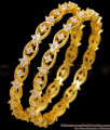 BR2582-2.4 Set Of Two Glittering White Stone Micro Gold Plated Bangle Bridal Jewelry BR2582-2.4 Set Of Two Glittering White Stone Micro Gold Plated Bangle Bridal Jewelry