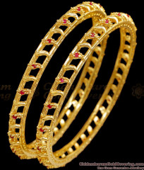 BR2584-2.8 Trendy Ruby Stone Fancy Gold Plated Bangle Designs Online  BR2584-2.8 Trendy Ruby Stone Fancy Gold Plated Bangle Designs Online
