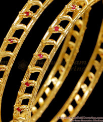 BR2584-2.8 Trendy Ruby Stone Fancy Gold Plated Bangle Designs Online  BR2584-2.8 Trendy Ruby Stone Fancy Gold Plated Bangle Designs Online