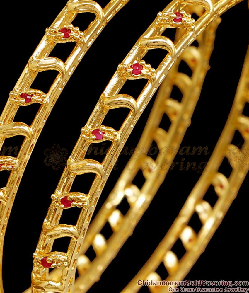 BR2584-2.8 Trendy Ruby Stone Fancy Gold Plated Bangle Designs Online BR2584-2.8 Trendy Ruby Stone Fancy Gold Plated Bangle Designs Online