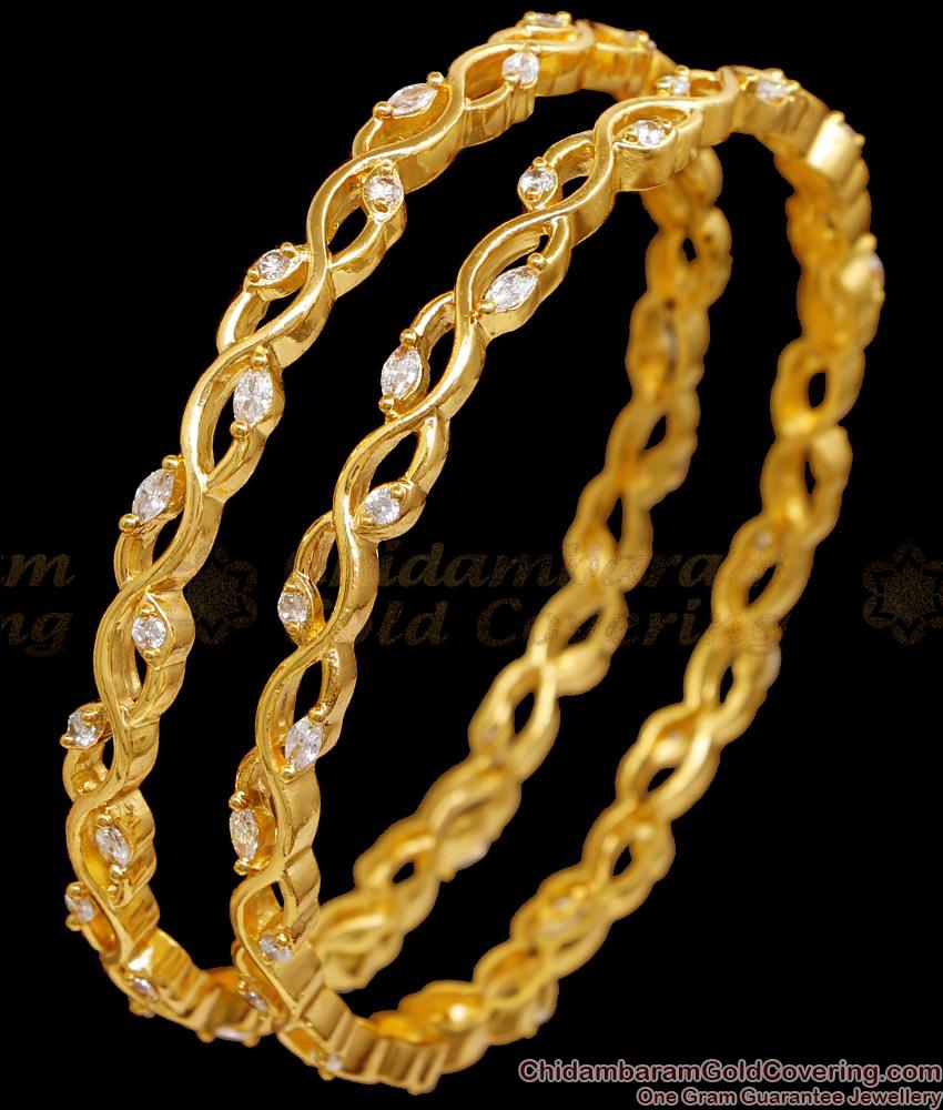 BR2586-2.8 Unique Micro Gold Plated White Stone Bangle Online BR2586-2.8 Unique Micro Gold Plated White Stone Bangle Online