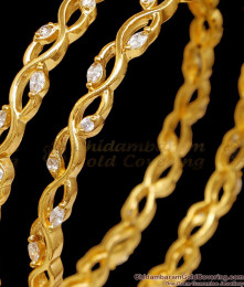 BR2586-2.10 Unique Micro Gold Plated White Stone Bangle Online