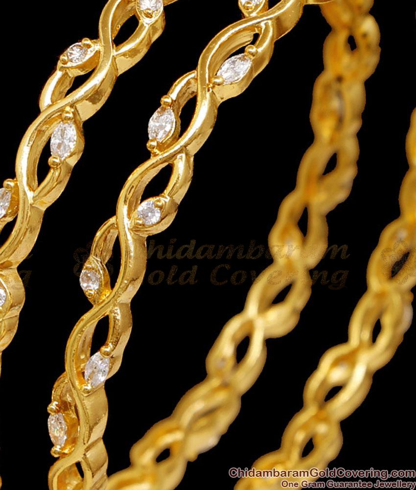 BR2586-2.8 Unique Micro Gold Plated White Stone Bangle Online BR2586-2.8 Unique Micro Gold Plated White Stone Bangle Online