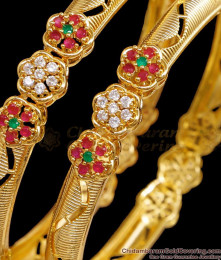 BR2590-2.8 High Quality Kada Type Gold Plated Bangle With Stone