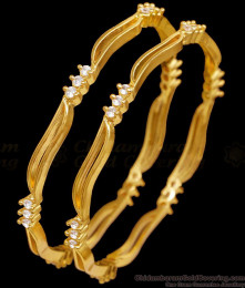 BR2596-2.4 Set Of Two Diamond Bangle Design For Women