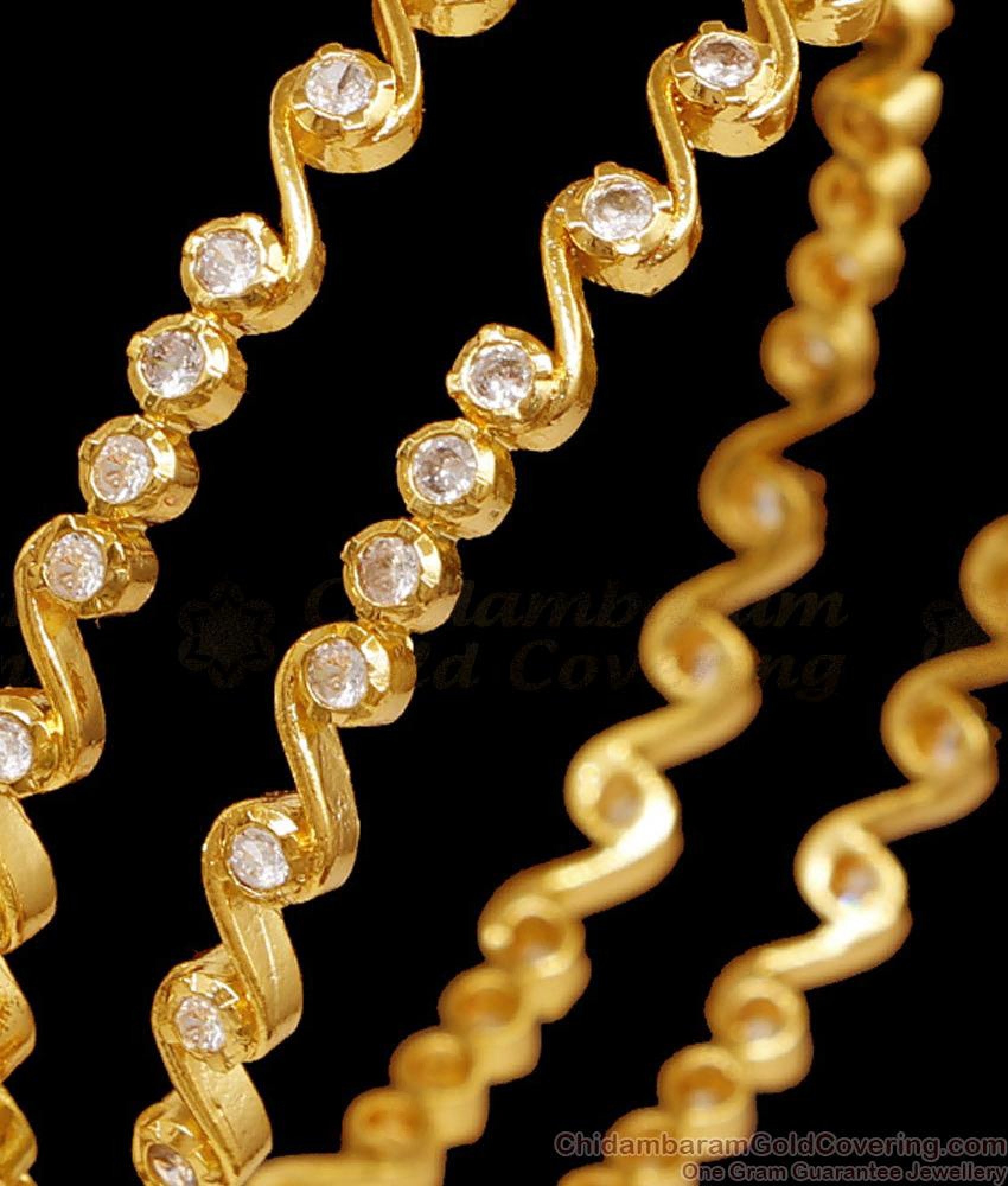 BR2597-2.6 Set Of Two Light Weight Gold Diamond Bangles Shop Online