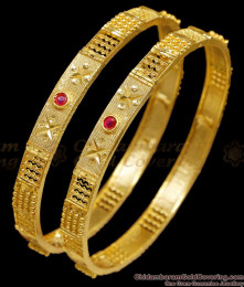 BR2620-2.8 Set Of Two Classic Ruby Stone Stone Gold Plated Bangle Shop Online BR2620-2.8 Set Of Two Classic Ruby Stone Stone Gold Plated Bangle Shop Online