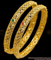 BR2622-2.10 Set Of Two Bridal 1 Gram Gold Bangle Floral Design With Stone