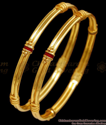 BR2623-2.10 Size New Arrival Red Enamel Pattern Gold Bangle For Women
