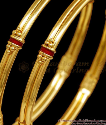 BR2623-2.10 Size New Arrival Red Enamel Pattern Gold Bangle For Women