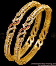BR2624-2.8 Set Of 2 Beautiful Ad Stone Gold Plated Bangle Design Shop Online