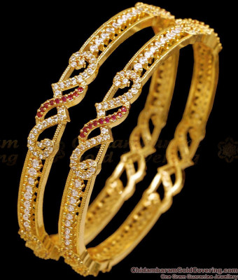 BR2624-2.8 Set Of 2 Beautiful Ad Stone Gold Plated Bangle Design Shop Online