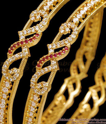 BR2624-2.8 Set Of 2 Beautiful Ad Stone Gold Plated Bangle Design Shop Online