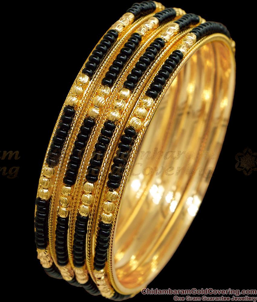 BR2631-2.4 Set Of Four Milagu Mani Black Beads Bangle Designs For Women BR2631-2.4 Set Of Four Milagu Mani Black Beads Bangle Designs For Women