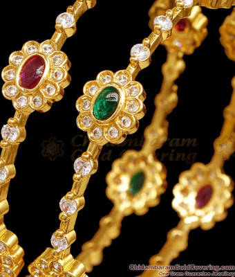 BR2639-2.8 Buy Premium Quality Kemp Stone Gold Plated Bangle For Brides