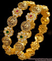 BR2642-2.4 Size Beautiful Lakshmi Design Antique Gold Bangle With Stones BR2642-2.4 Size Beautiful Lakshmi Design Antique Gold Bangle With Stones