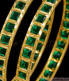 BR2695-2.4 Size Bridal Wear Glittering Emerald Stone Bangle Jewelry