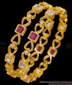 BR2699-2.8 Real Gold Tone Heart Shaped Bangle With Ad Stones