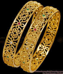 BR2700-2.6 Buy Set Of 2 One Gram Gold Bangle Multi Stone Design BR2700-2.6 Buy Set Of 2 One Gram Gold Bangle Multi Stone Design