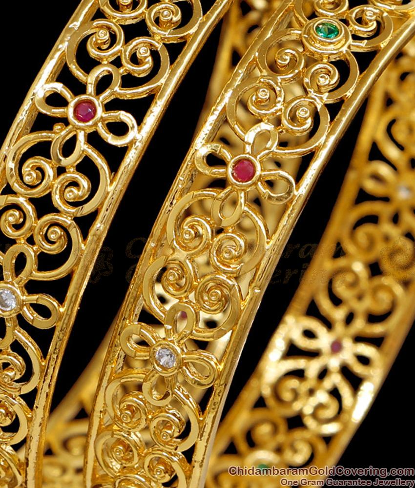 BR2700-2.4 Buy Set Of 2 One Gram Gold Bangle Multi Stone Design BR2700-2.4 Buy Set Of 2 One Gram Gold Bangle Multi Stone Design