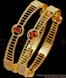BR2701-2.8 Size Big Ruby Stone Gold Plated Bangle Design Online BR2701-2.8 Size Big Ruby Stone Gold Plated Bangle Design Online