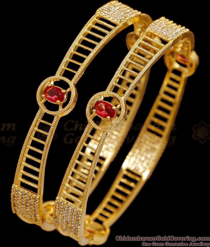 BR2701-2.8 Size Big Ruby Stone Gold Plated Bangle Design Online BR2701-2.8 Size Big Ruby Stone Gold Plated Bangle Design Online