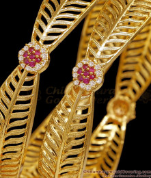 BR2702-2.8 New Arrival Bridal Micro Gold Polish Bangle Floral Design
