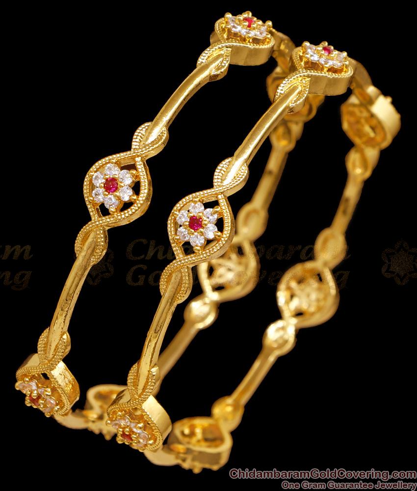 BR2703-2.8 Size Light Weight Flower Design Gold Plated Bangle Collection BR2703-2.8 Size Light Weight Flower Design Gold Plated Bangle Collection