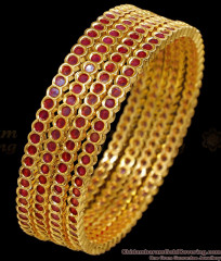 BR2707-2.10 Size Premium Quality Set Of 4 Gold Plated Ruby Stone Bangle Design BR2707-2.10 Size Premium Quality Set Of 4 Gold Plated Ruby Stone Bangle Design