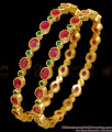 BR2717-2.8 Size Stylish Ruby Green Stone Gold Imitation Bangle Design Online