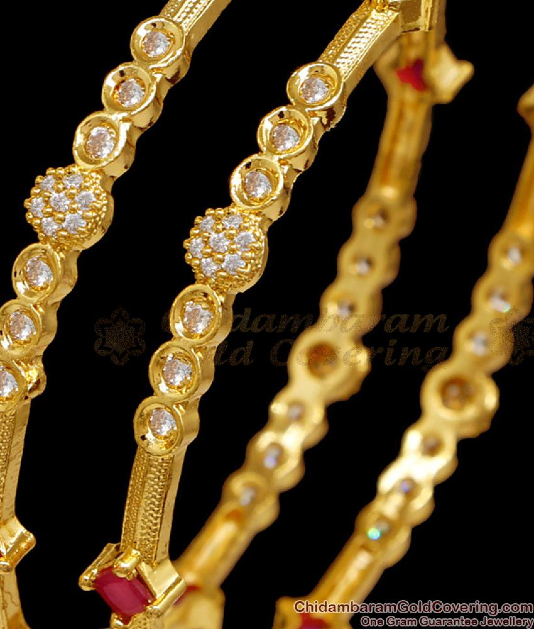 BR2718-2.6 Size High Quality Ad Stone Gold Plated Bangle Collections Online