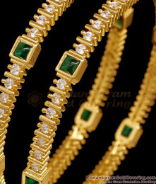 BR2721-2.10 Size Premium Quality Emerald Stone Gold Bangle Design Shop Online  BR2721-2.10 Size Premium Quality Emerald Stone Gold Bangle Design Shop Online