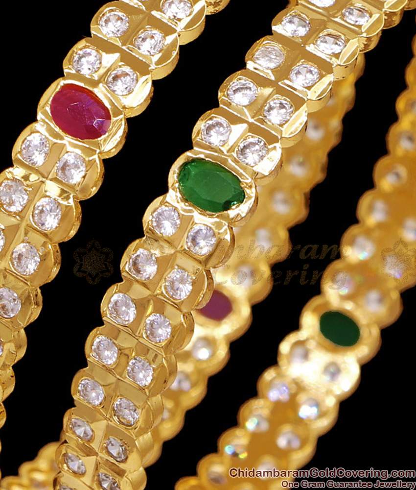 BR2753-2.4 Size Traditional Impon 5 Metal Multi Stone Bangles Shop Online