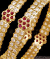 BR2754-2.8 Size Premium Impon 5 Metal Ruby White Stone Bangle Floral Design For Wedding BR2754-2.8 Size Premium Impon 5 Metal Ruby White Stone Bangle Floral Design For Wedding