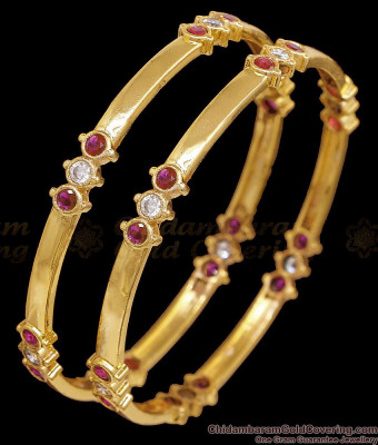 BR2775-2.10 Size High Quality Ruby White Stone Impon Bangle For Women Wedding